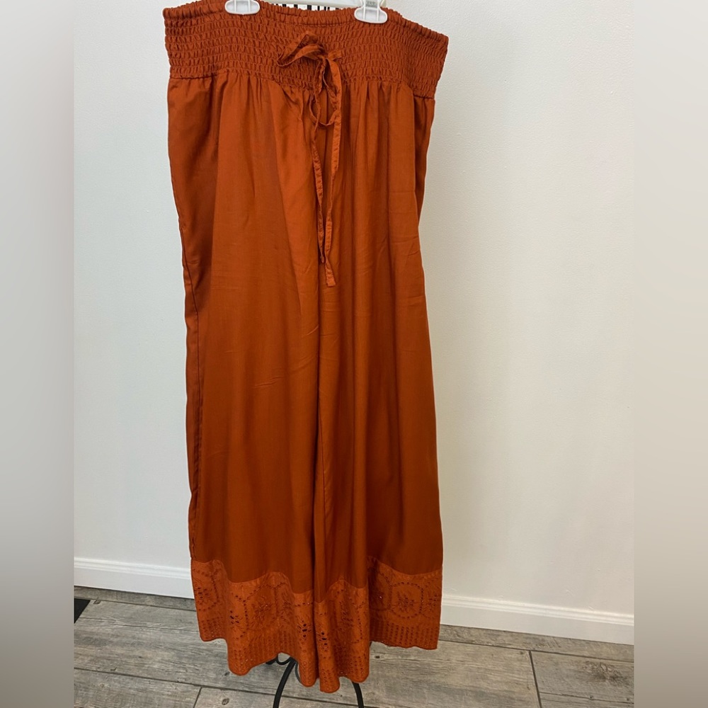 Burnt orange wide leg high waisted palazzo size L